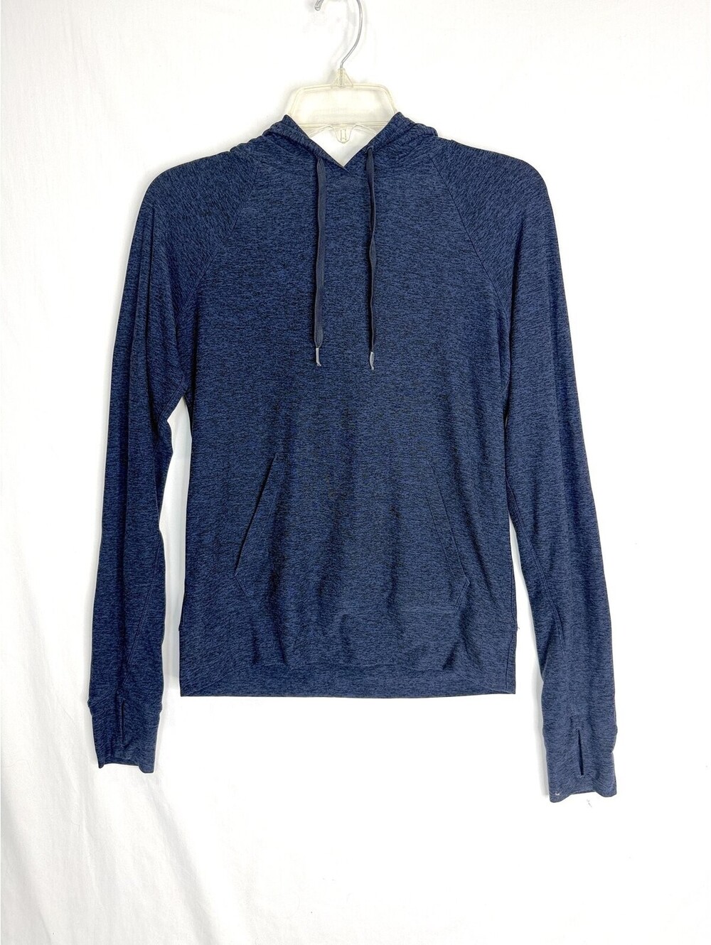 Outdoor Voices CloudKnit Hoodie Small Heather Navy Thumbhole Cuffs Lightweight